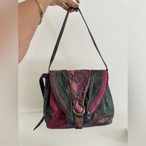 Vintage Sharif shoulder bag purse - leather, snakeskin, and python - multicolor